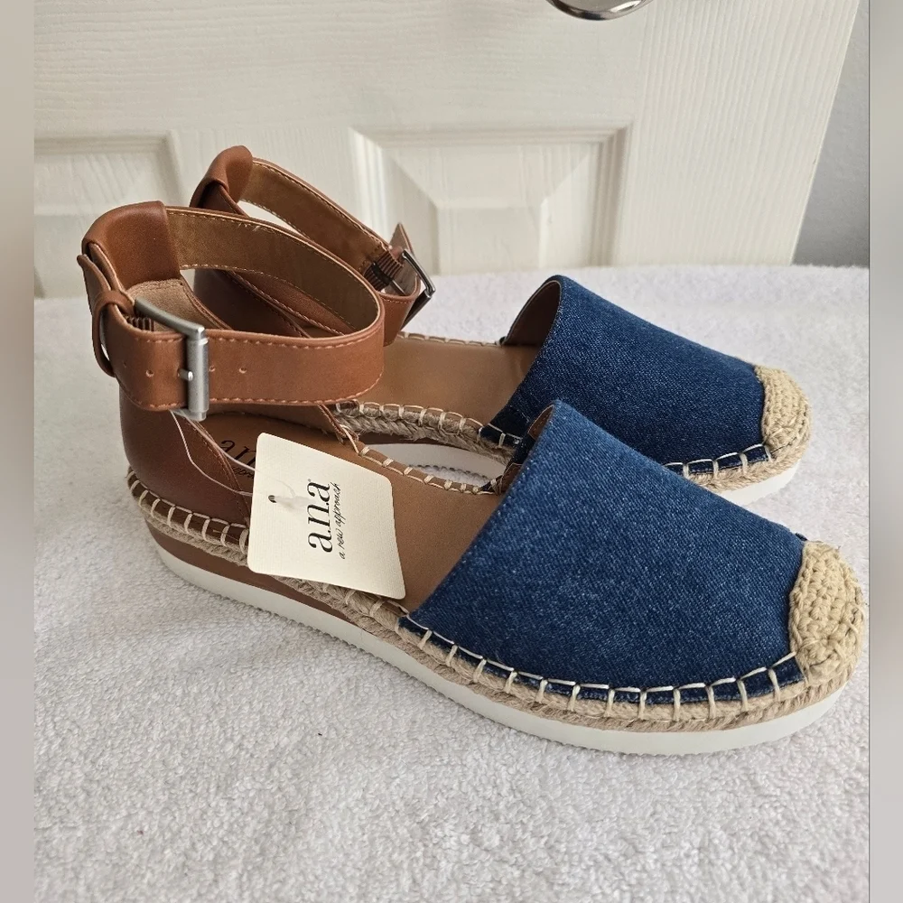 Ana Carrie Denim Espadrille Sandals Size 6M